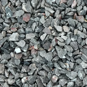 Grey crushed stones and gravel filling the frame