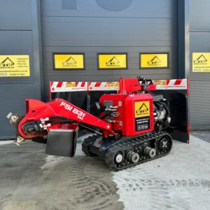 Tracked stump cutter outside Warminster Tool Hire showroom