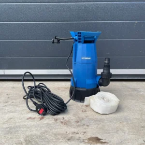 Hyundai submersible water pump with power cable, hose fitting and roll of white tape
